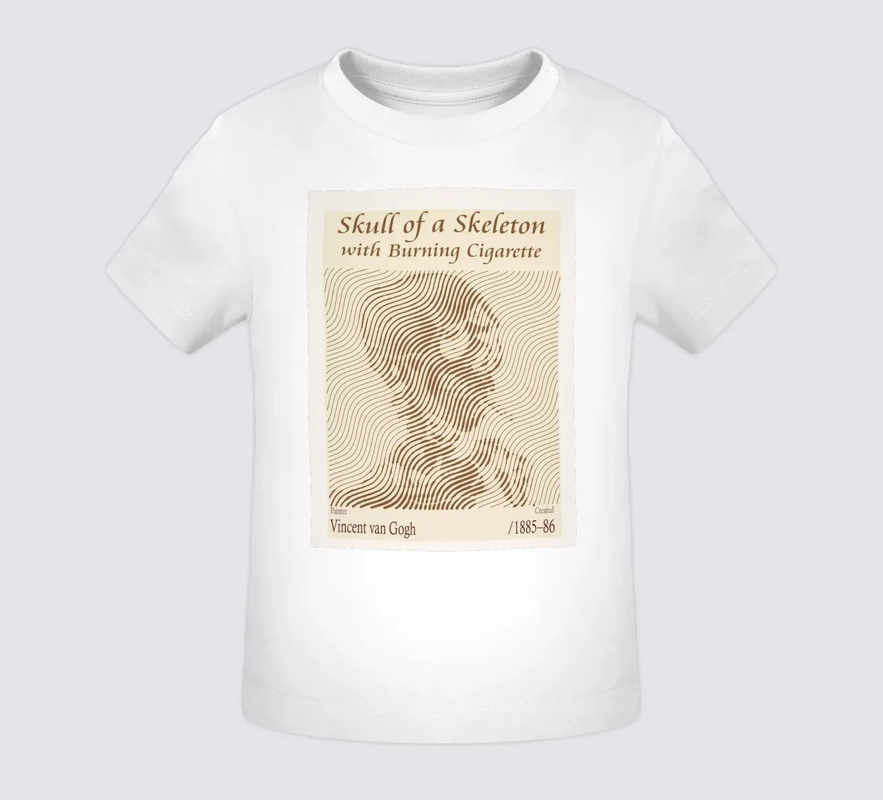 Crâne d'un squelette avec une cigarette allumée Vincent van Gogh t-shirt pour bébé de Doa Project