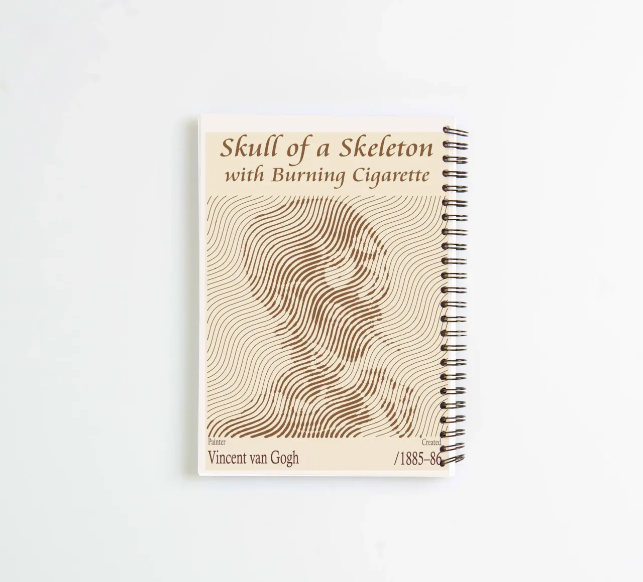 Crâne d'un squelette avec une cigarette allumée Vincent van Gogh carnet à spirale de Doa Project