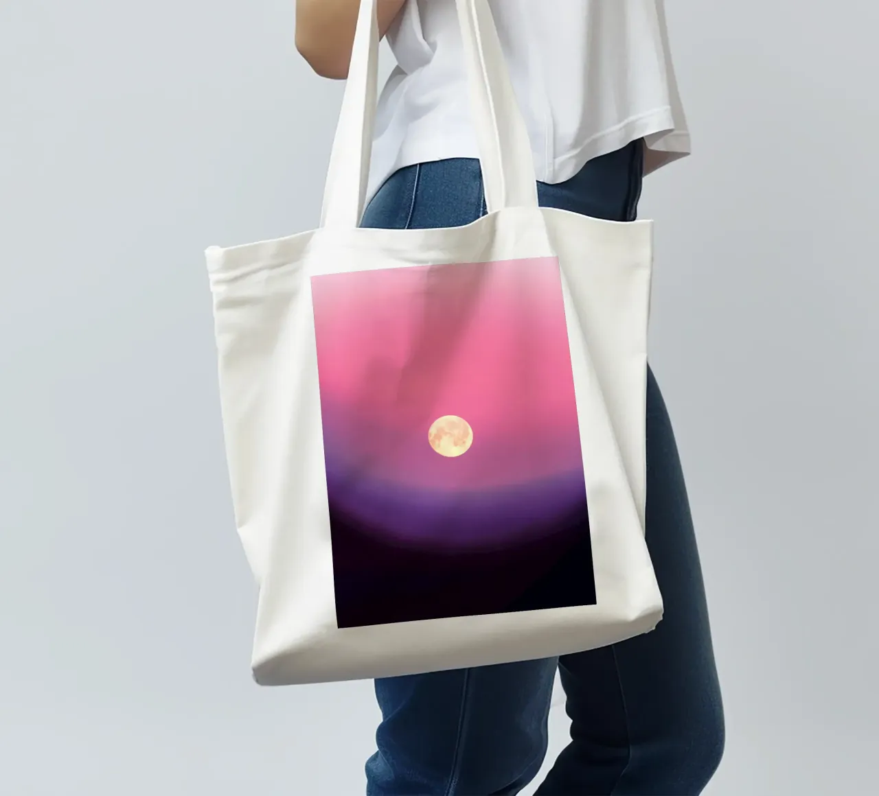 gradient pink and moon borsa in juta da feny