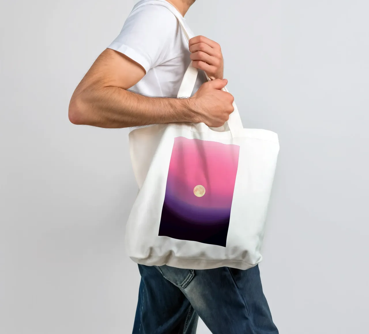 gradient pink and moon borsa in juta da feny