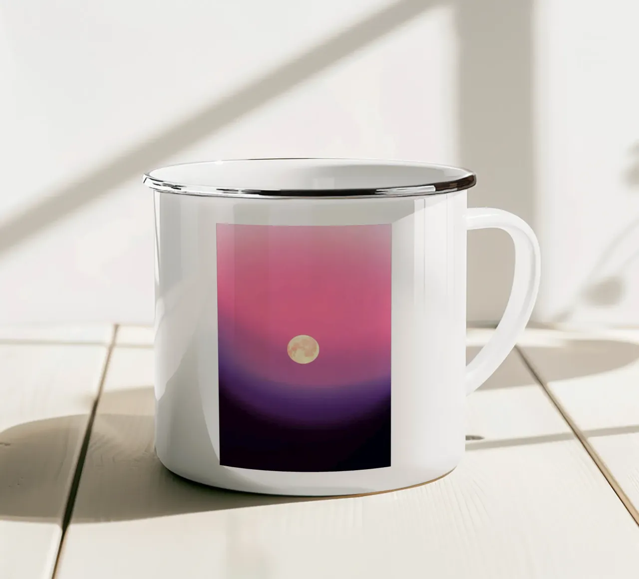 gradient pink and moon emaille mok van feny