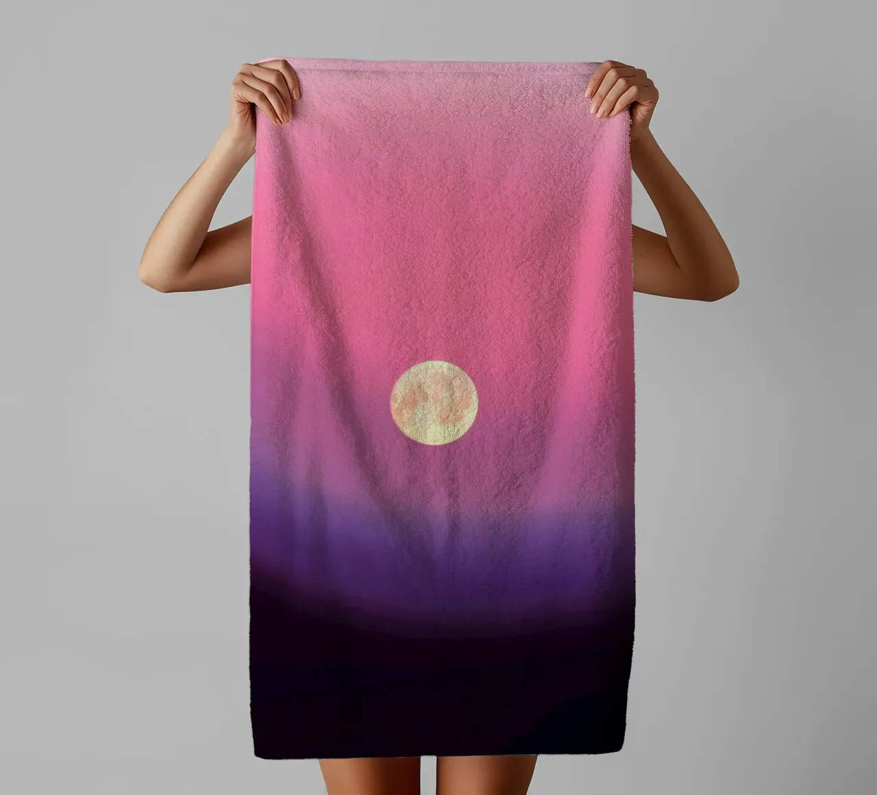 gradient pink and moon asciugamano da bagno da feny