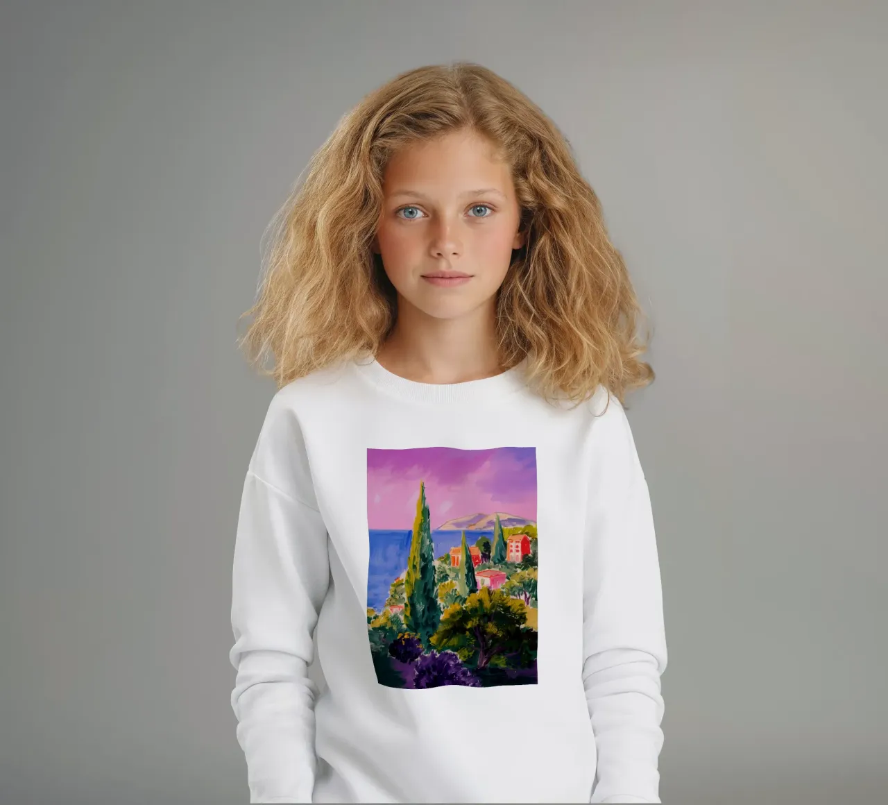 Cliffside Cypress View sudadera para niño de Angkasa Mist