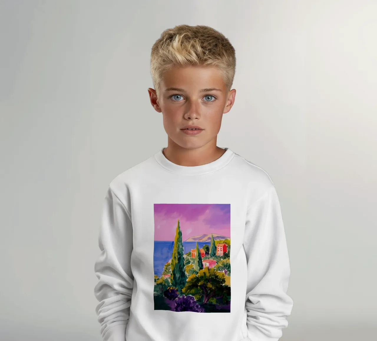 Cliffside Cypress View sudadera para niño de Angkasa Mist