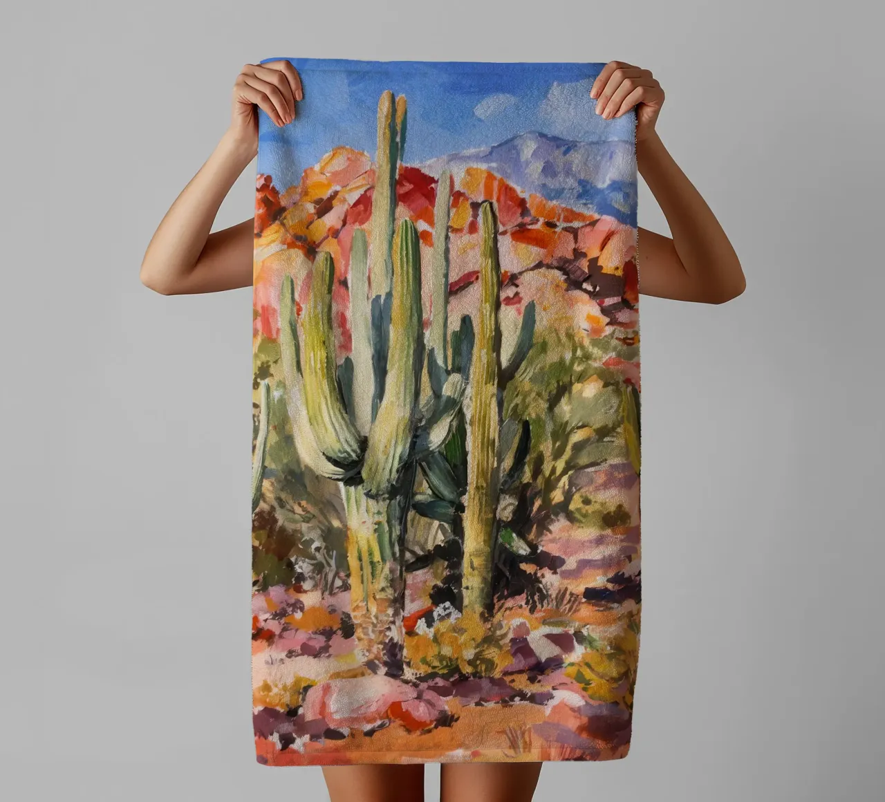 Desert Cactus Sentinel towel by Angkasa Mist