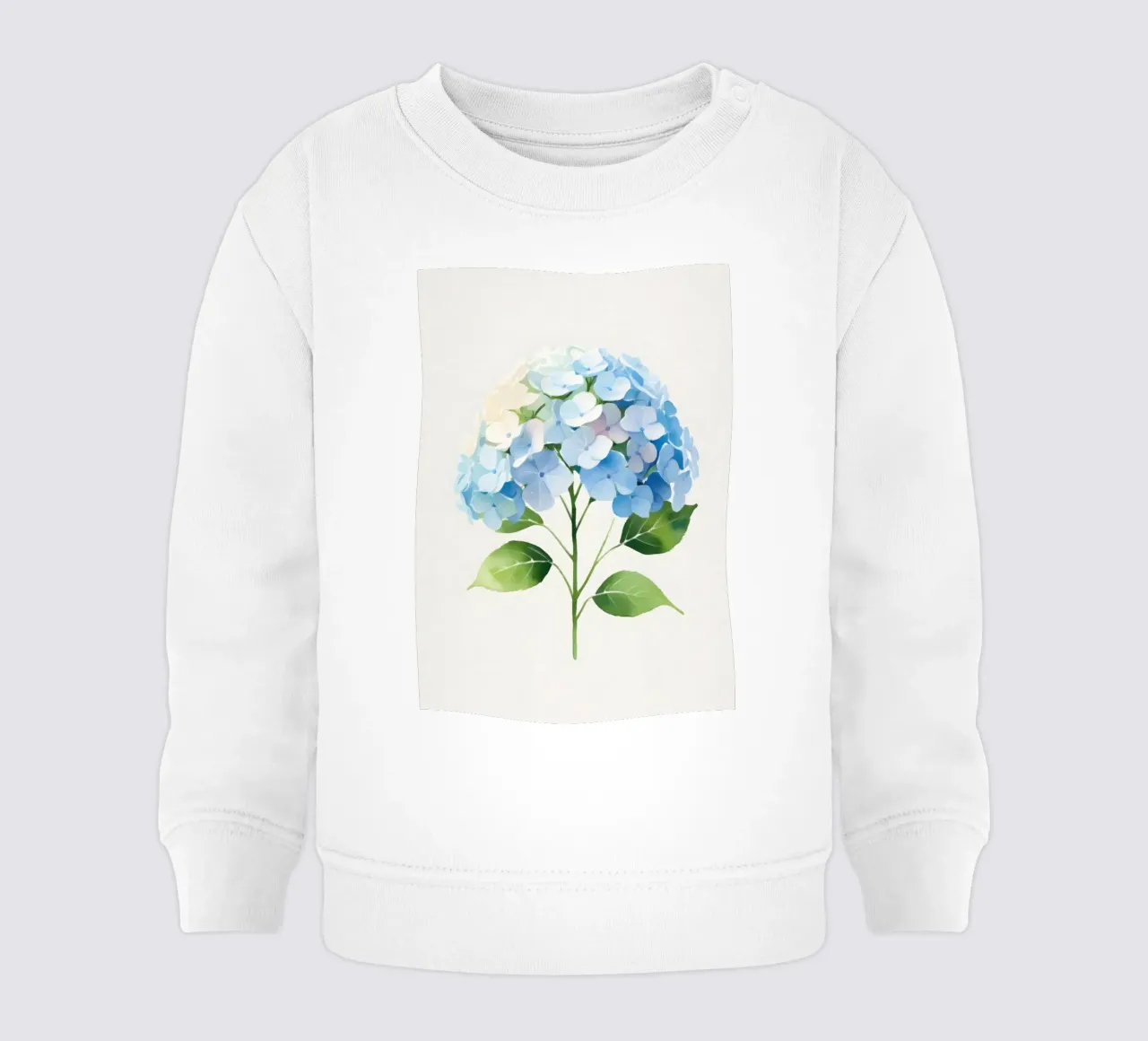 Poster minimalista con ortensie acquerellate felpa neonato da Bloom And Brush