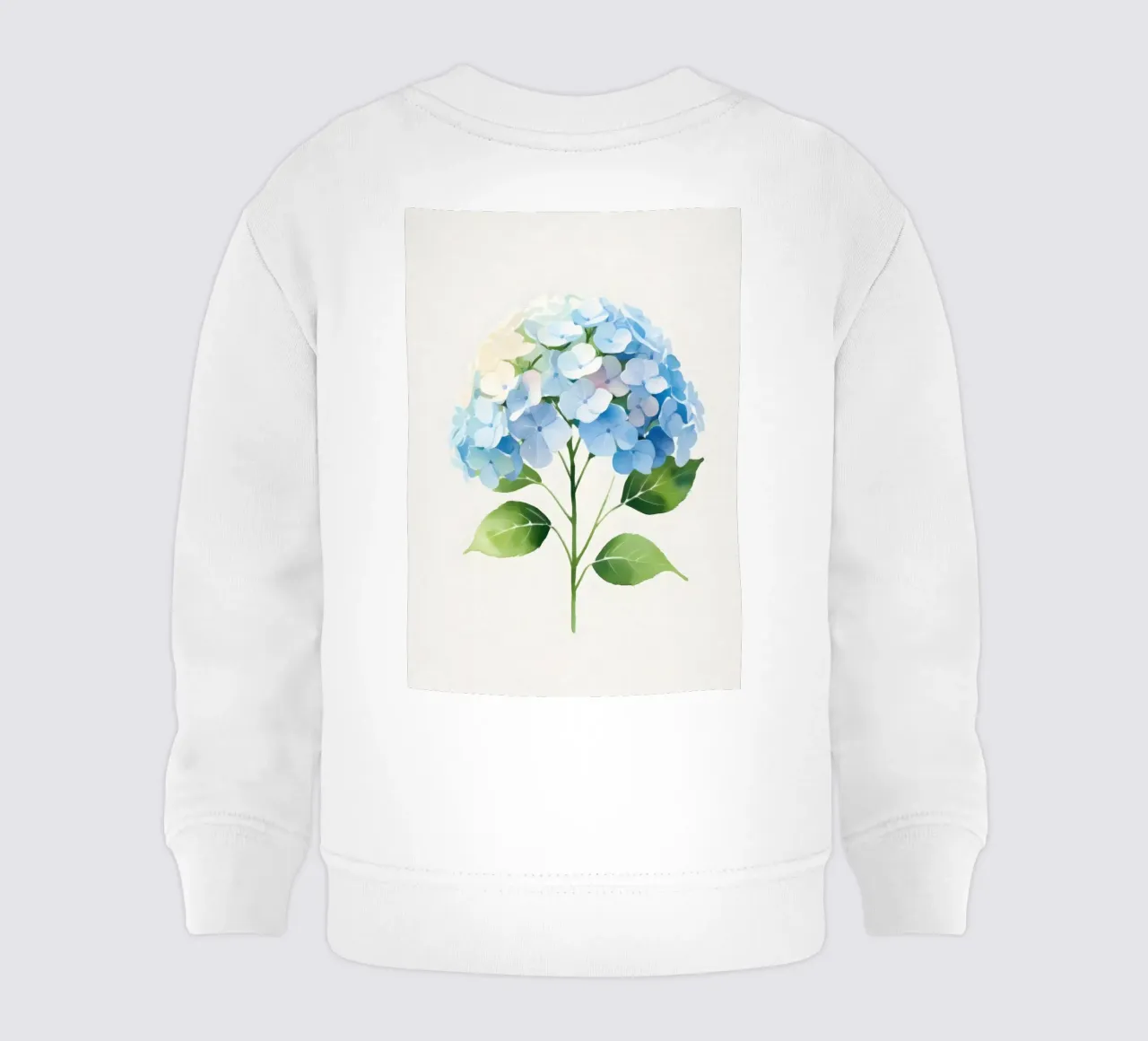 Poster minimalista con ortensie acquerellate felpa neonato da Bloom And Brush