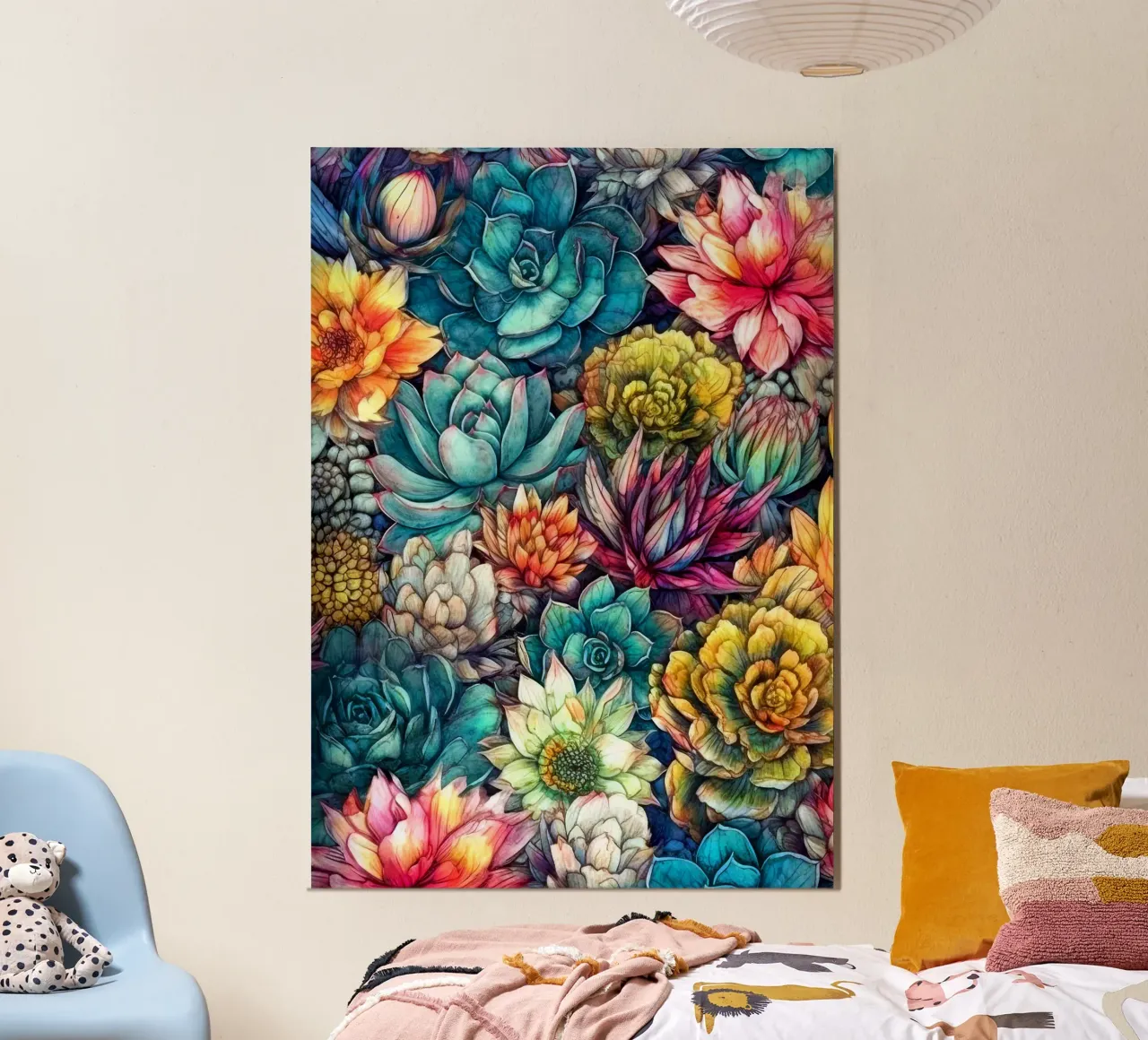 Arte della natura con piante grasse e cactus F poster con telaio in legno da Justyna Jaszke JBJart