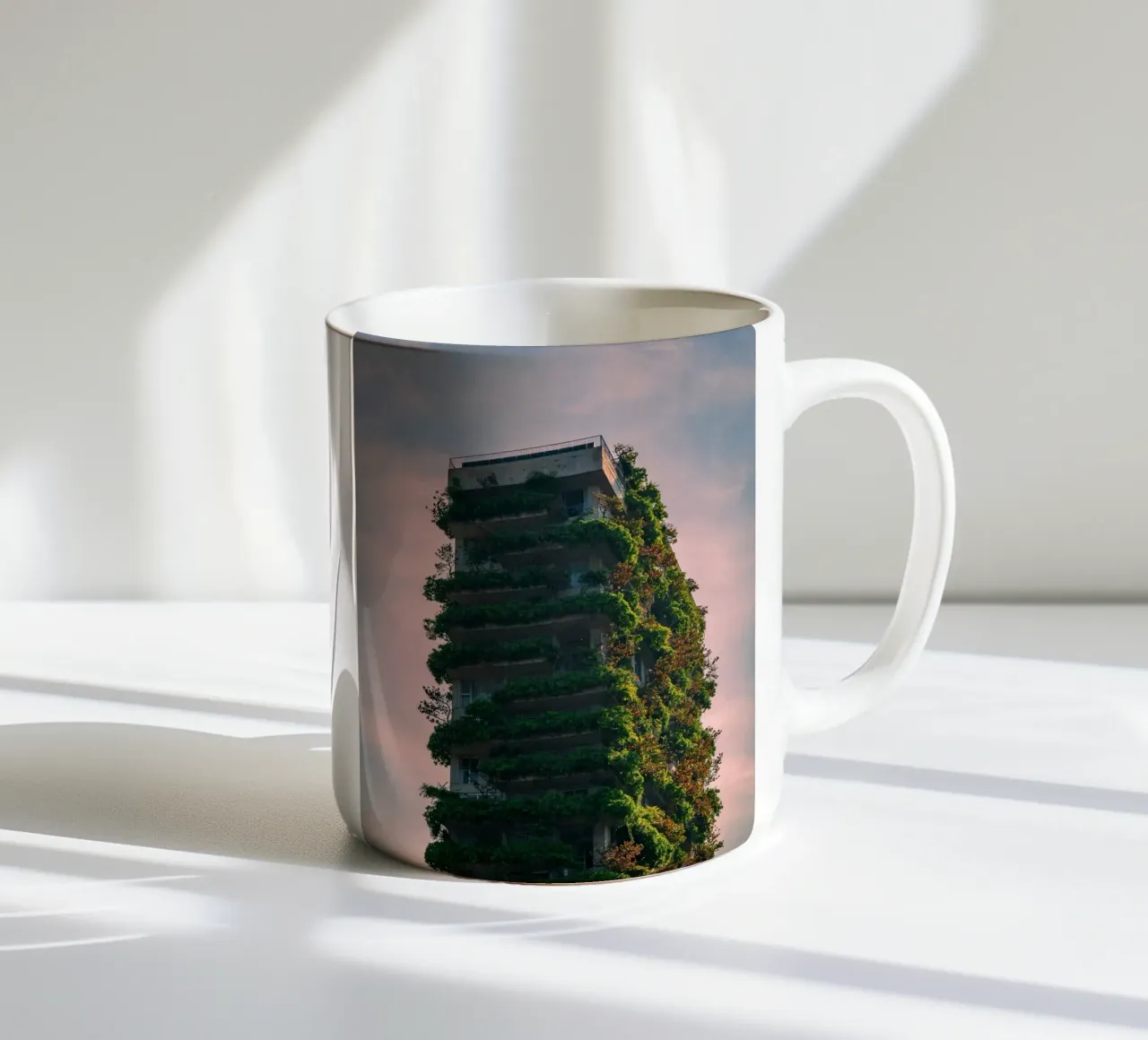 skyscape forest building tazza in ceramica da feny