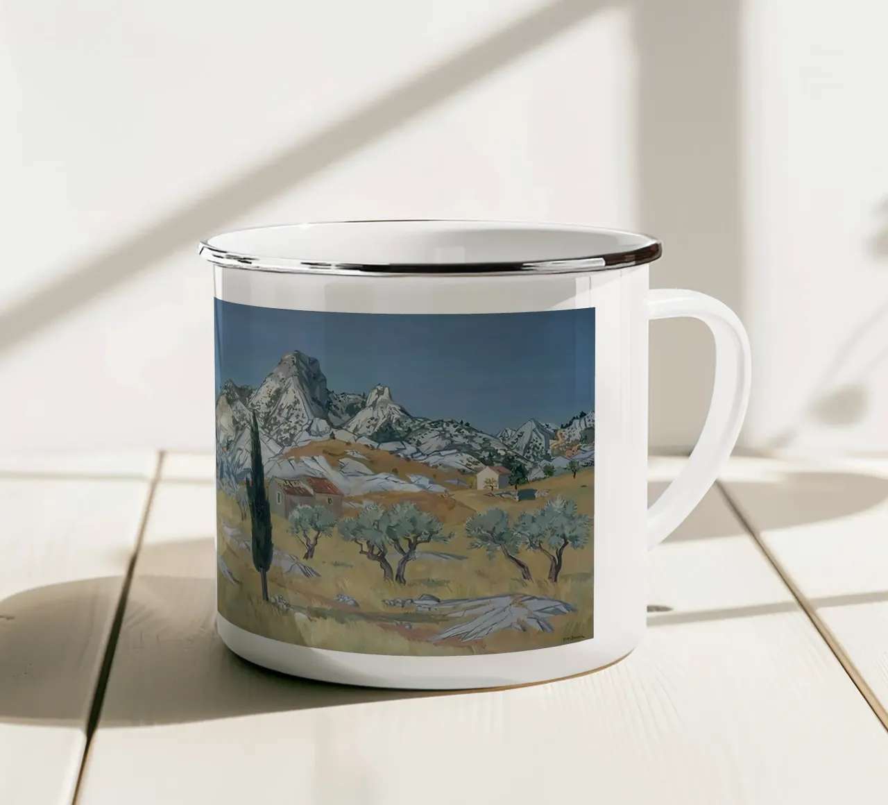 Paesaggio delle Alpilles tazza in smalto da Peteriespinoza Studio
