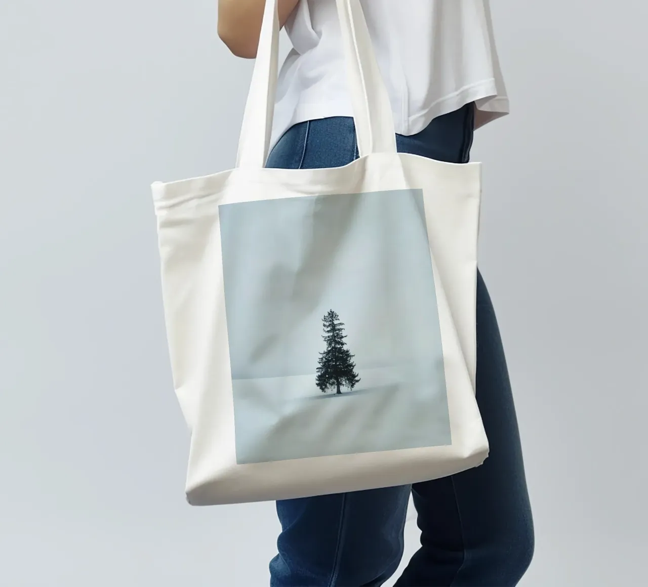 pine tree on snow borsa in juta da feny