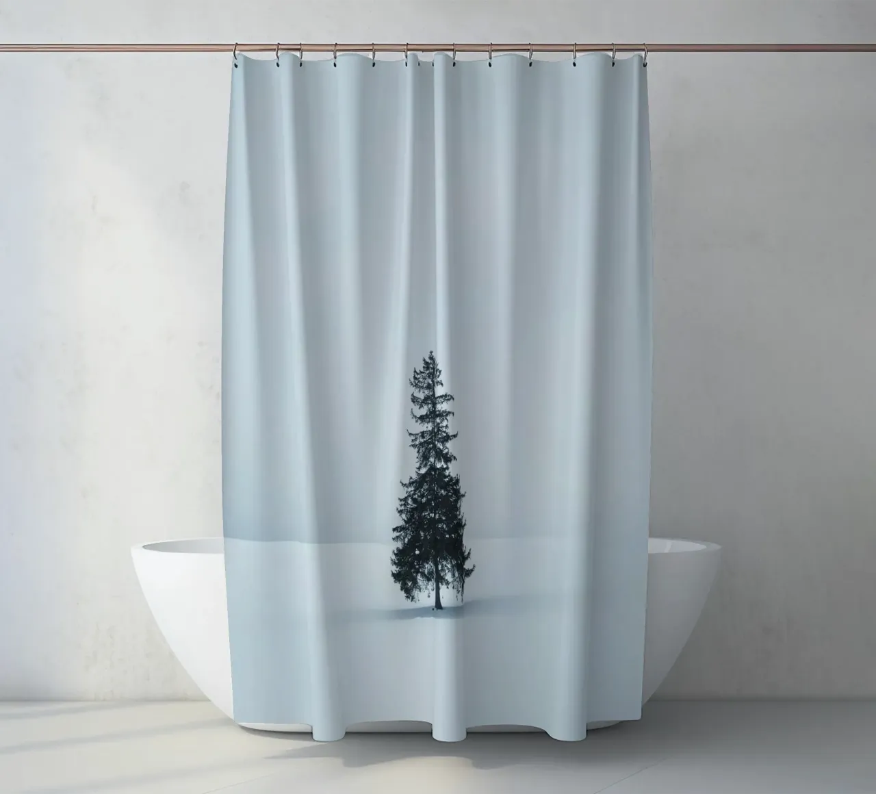 pine tree on snow tenda da doccia da feny