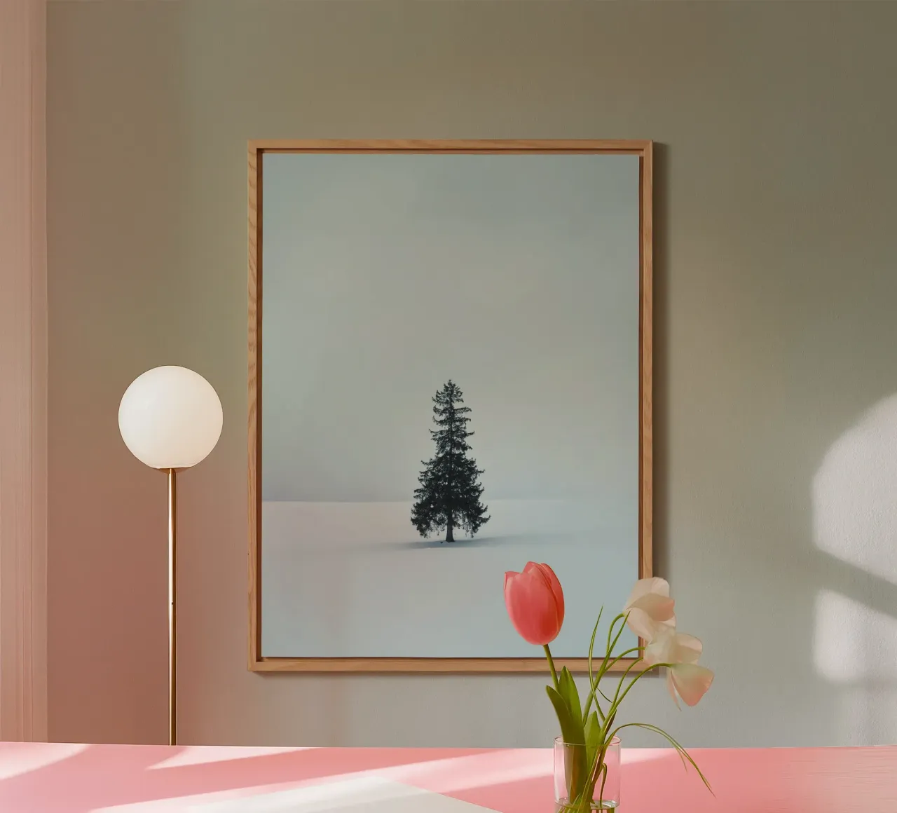 pine tree on snow alluminio dibond da feny