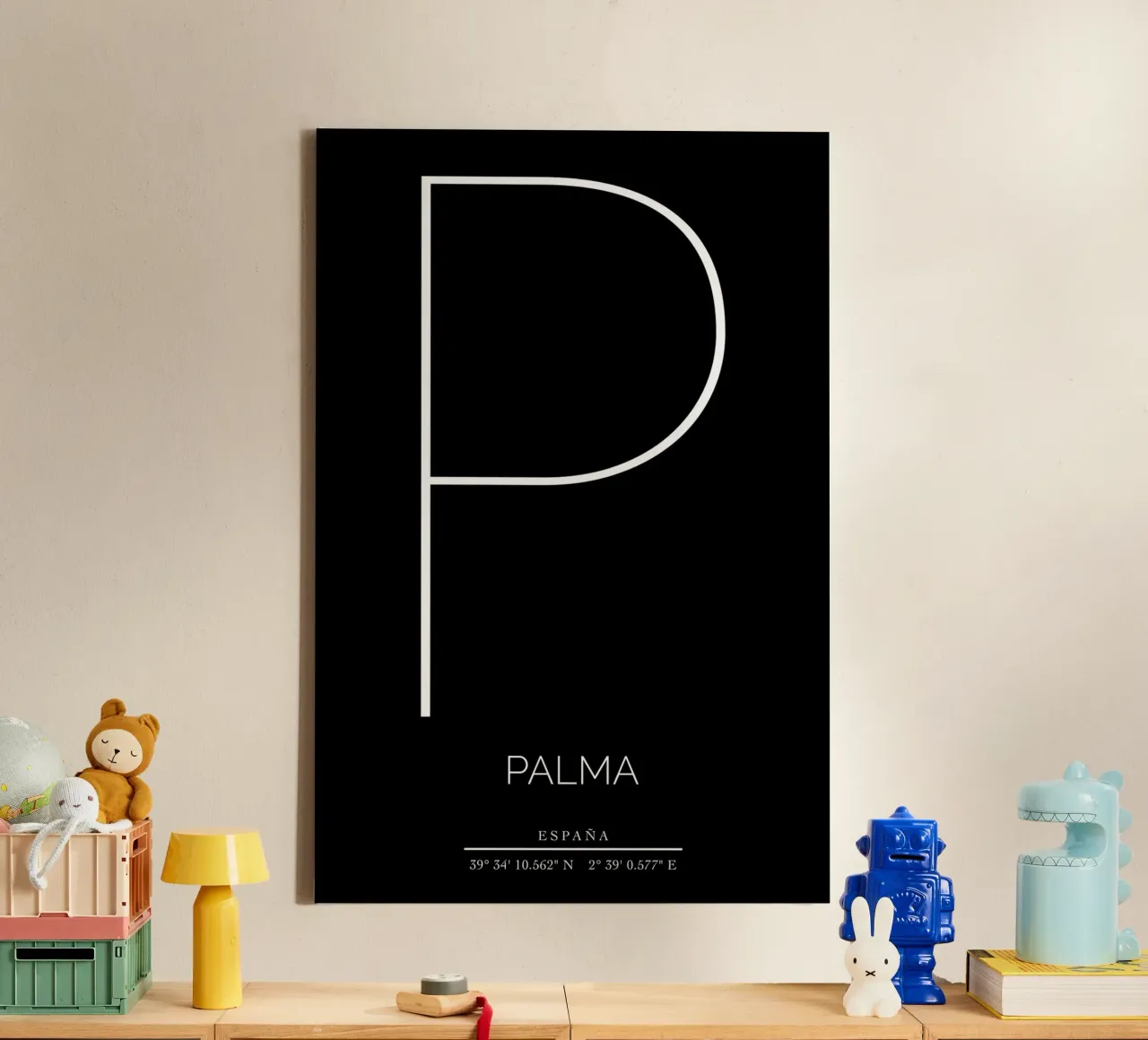 PALMA - nero canvas met Baklijst van CityLights