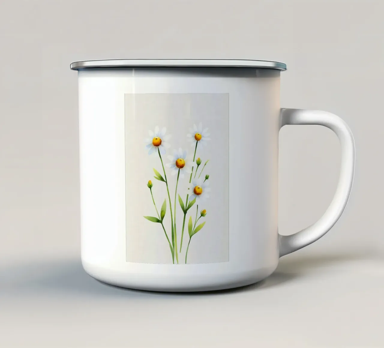 Minimalista Acquerello fiori di camomilla Poster tazza in smalto da Bloom And Brush