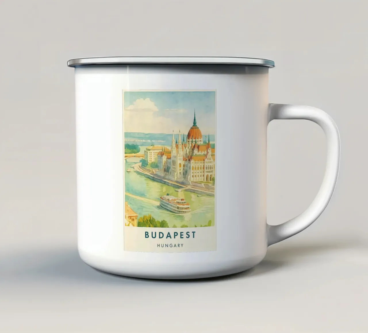 budapest ungheria pittura acquerello tazza in smalto da lilly