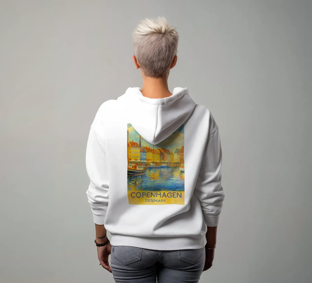 copenaghen danimarca pittura acquerello felpa con cappuccio da lilly