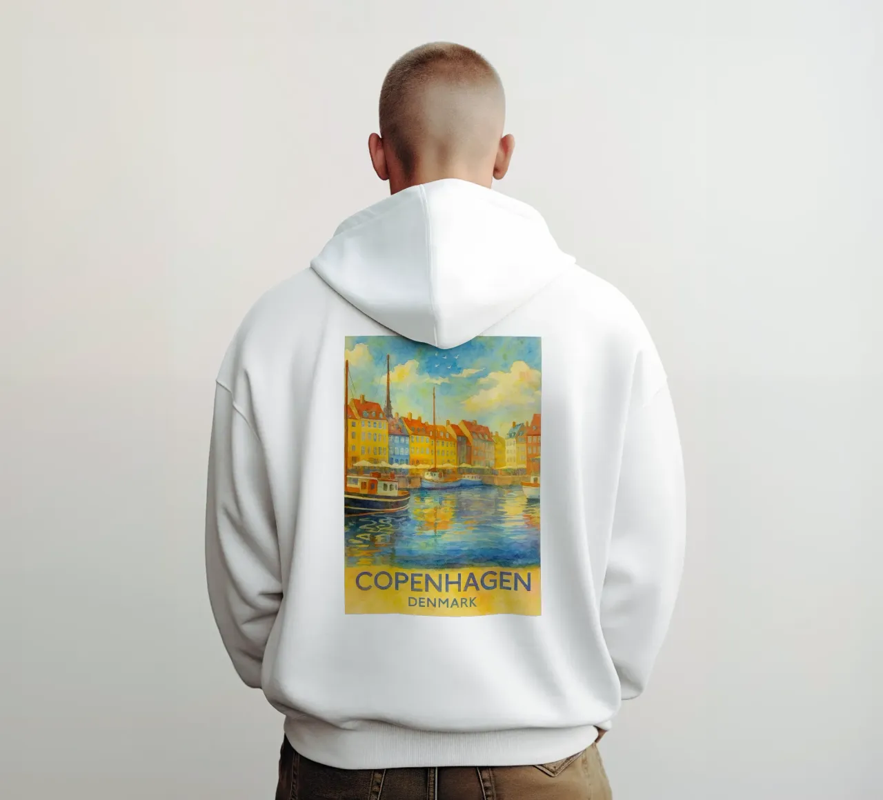copenaghen danimarca pittura acquerello felpa con cappuccio da lilly