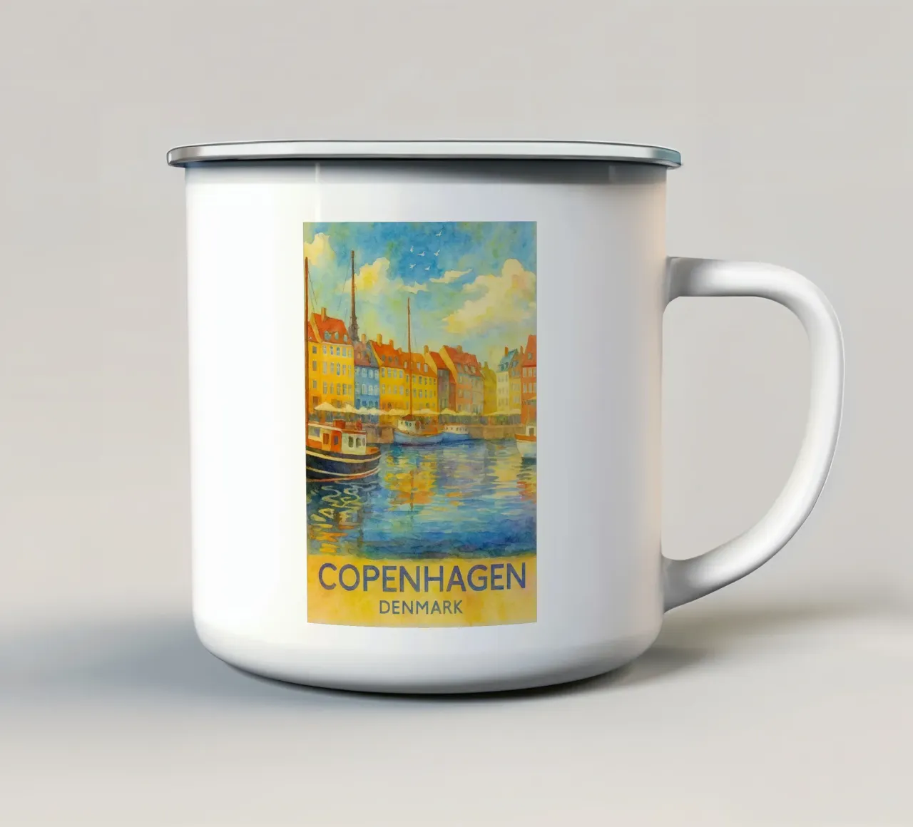 copenaghen danimarca pittura acquerello tazza in smalto da lilly