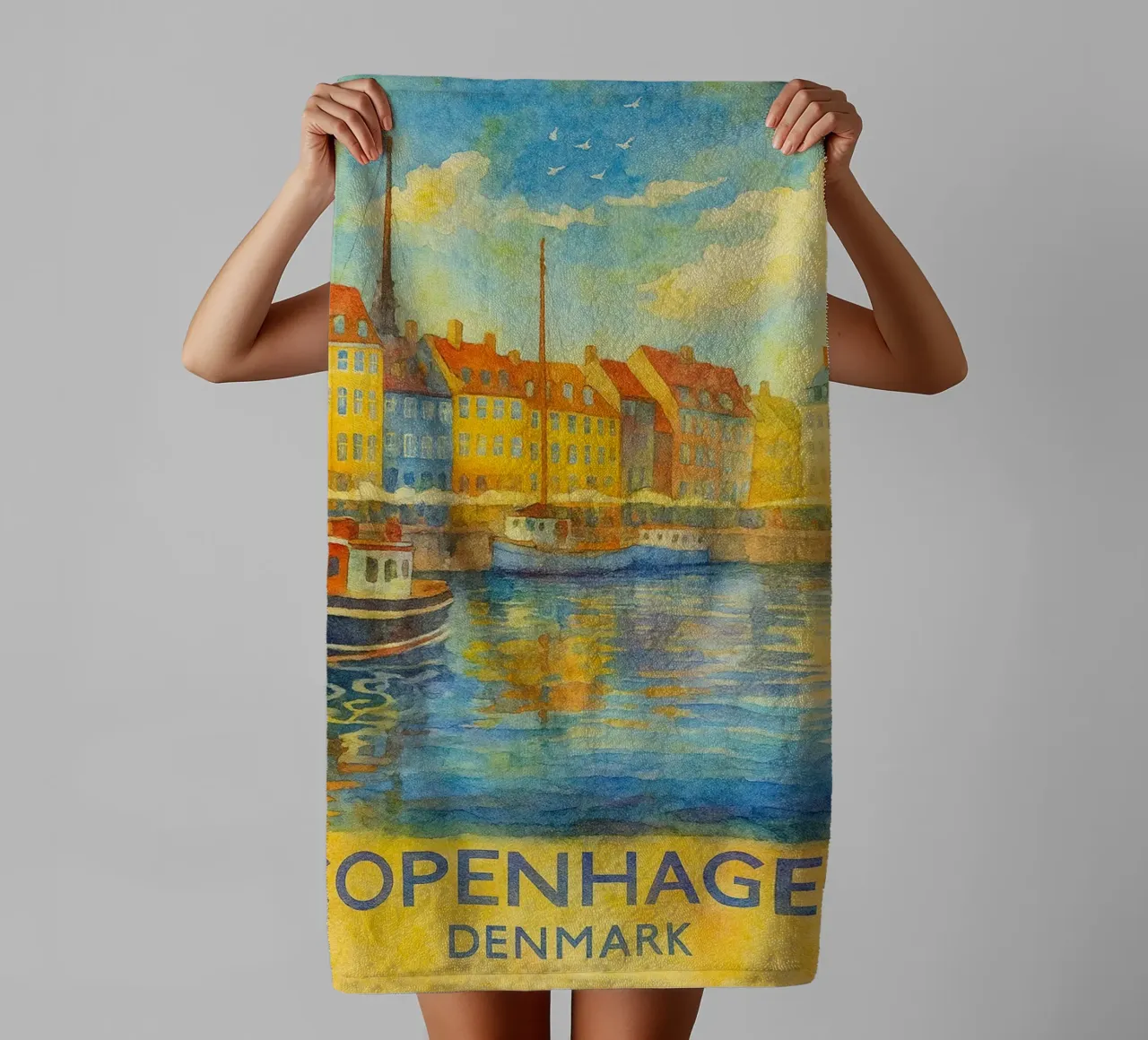 copenaghen danimarca pittura acquerello asciugamano da bagno da lilly