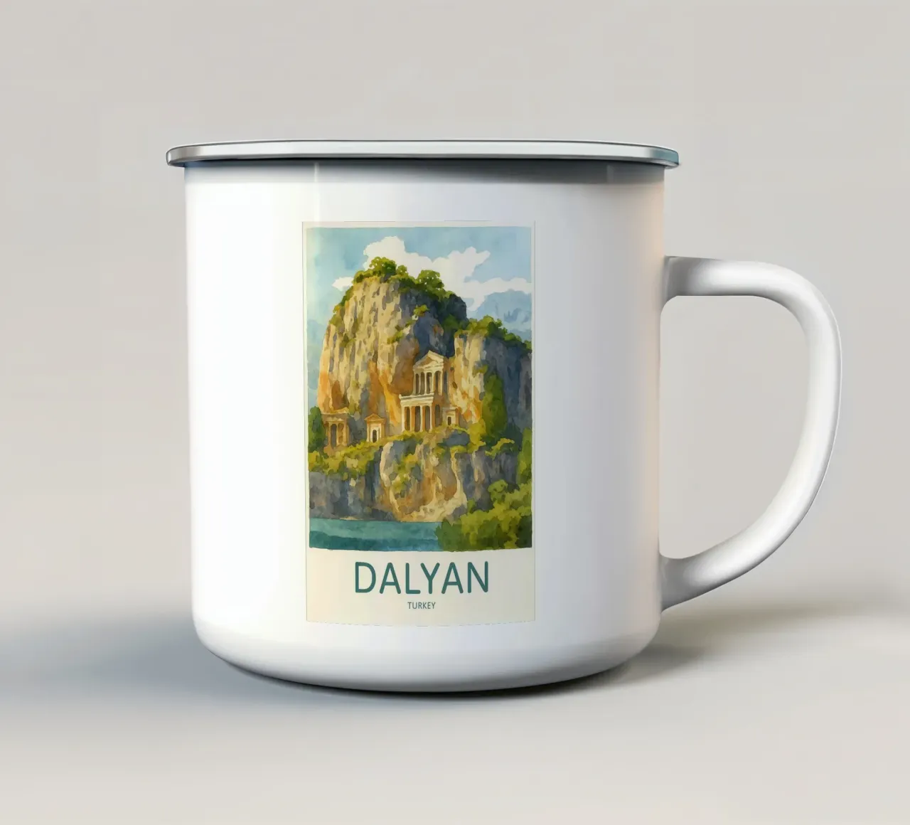 Dalyan Turchia pittura acquerello tazza in smalto da lilly