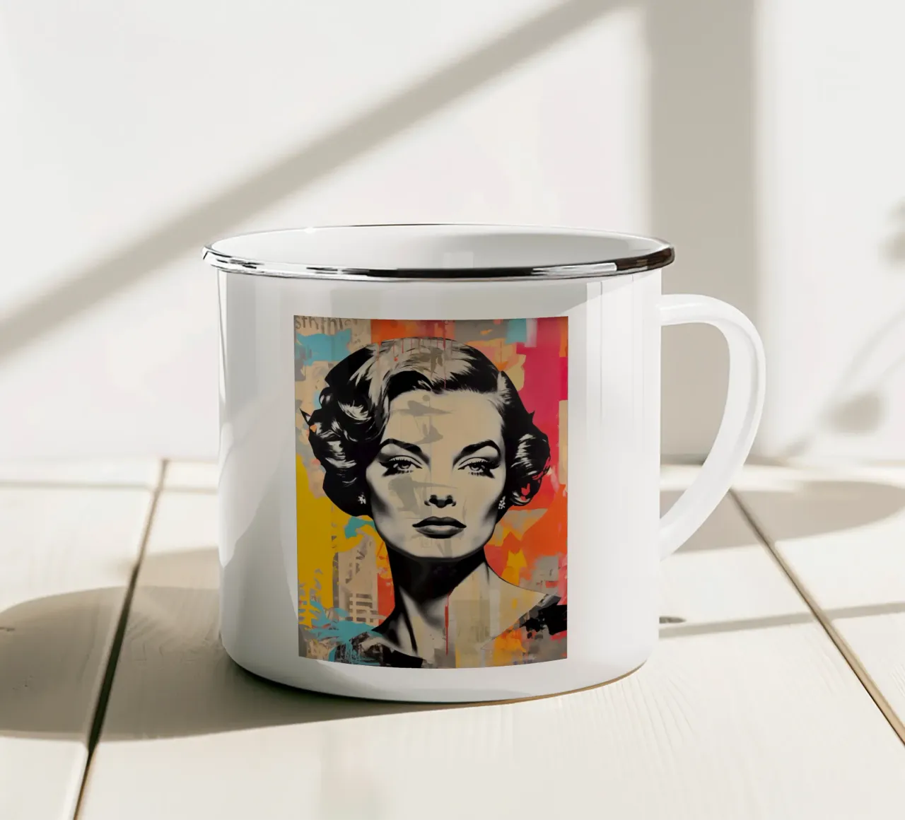 Romy Schneider come icona della pop art tazza in smalto da Autofocus