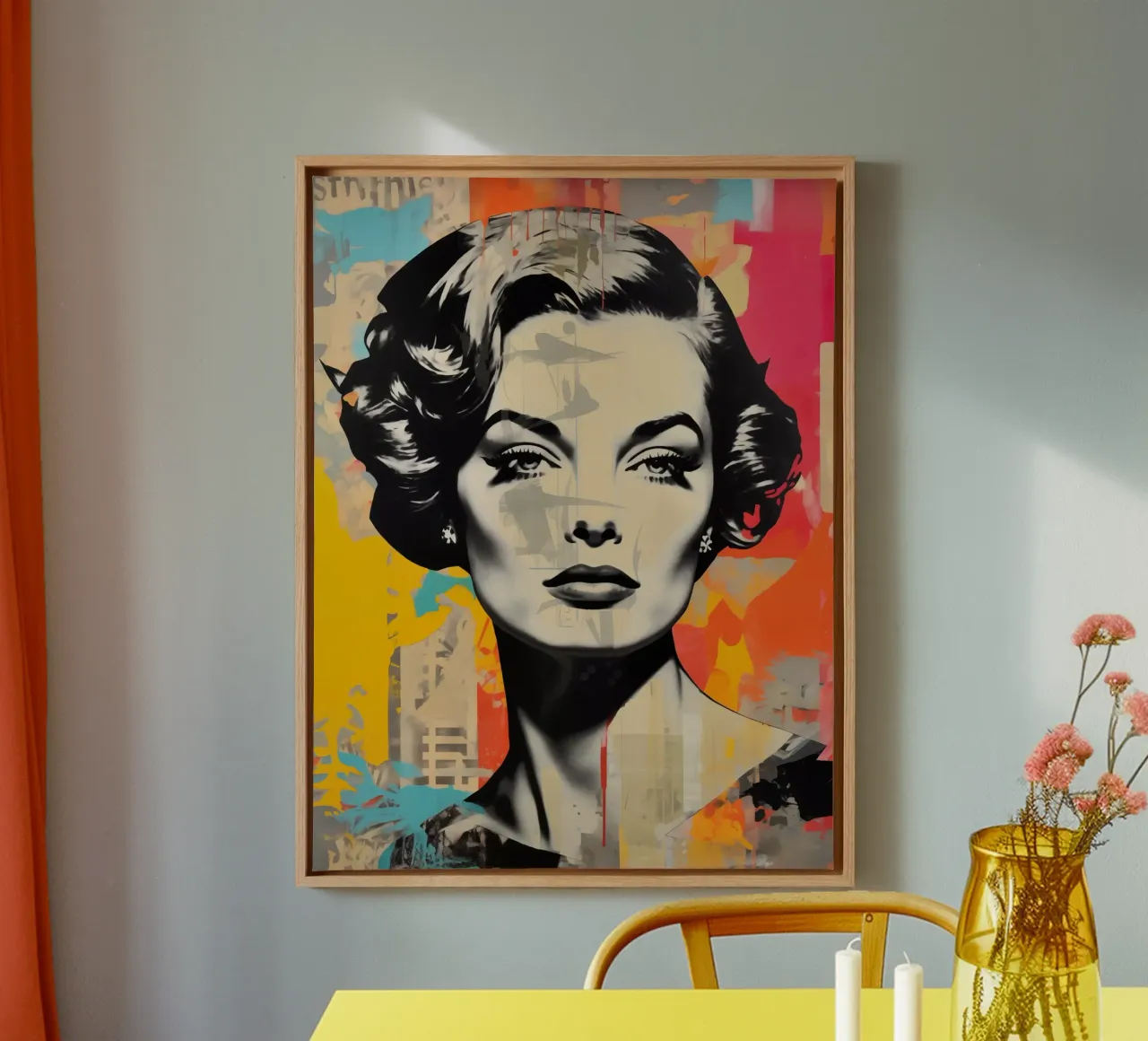 Romy Schneider as a pop art icon canvas with Floater frame by Autofocus