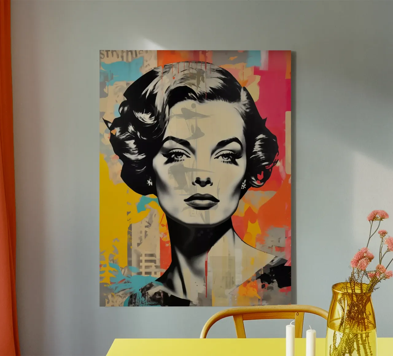 Romy Schneider as a pop art icon canvas with Floater frame by Autofocus