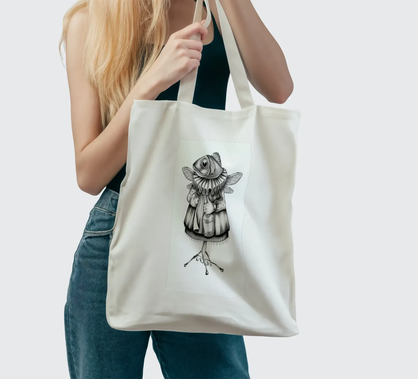 Fish tote bag by Maria Vdovichenko
