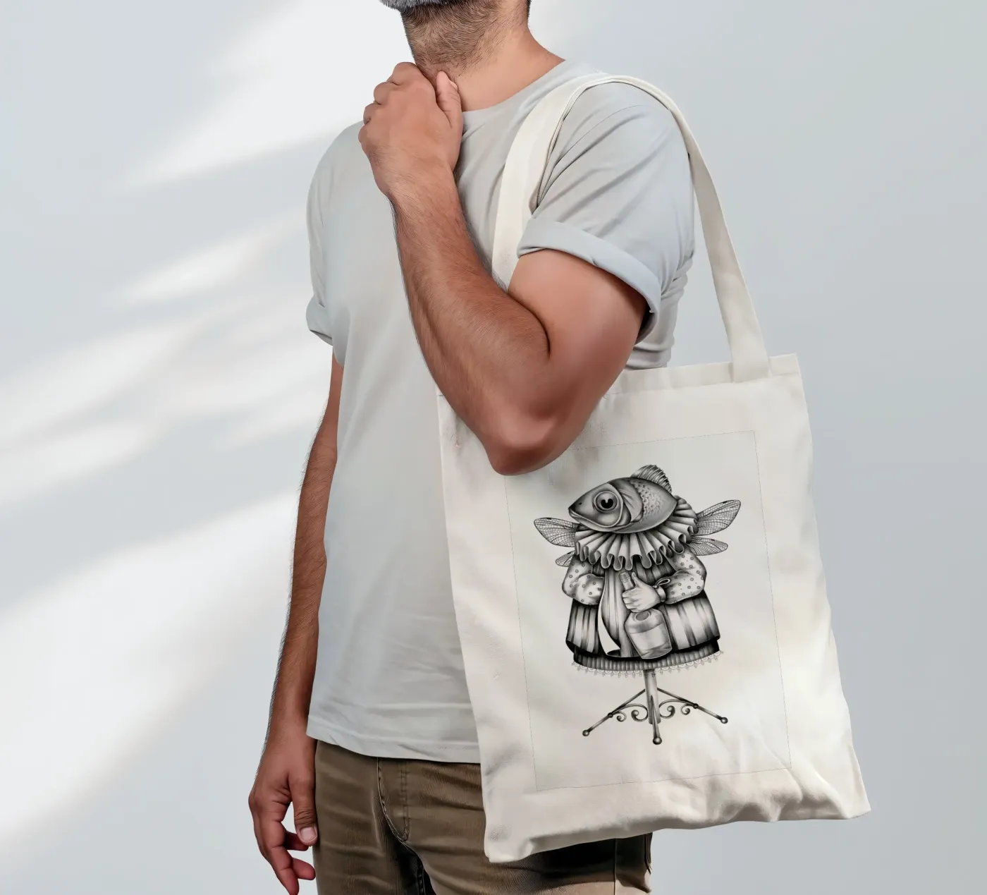 Fish tote bag by Maria Vdovichenko