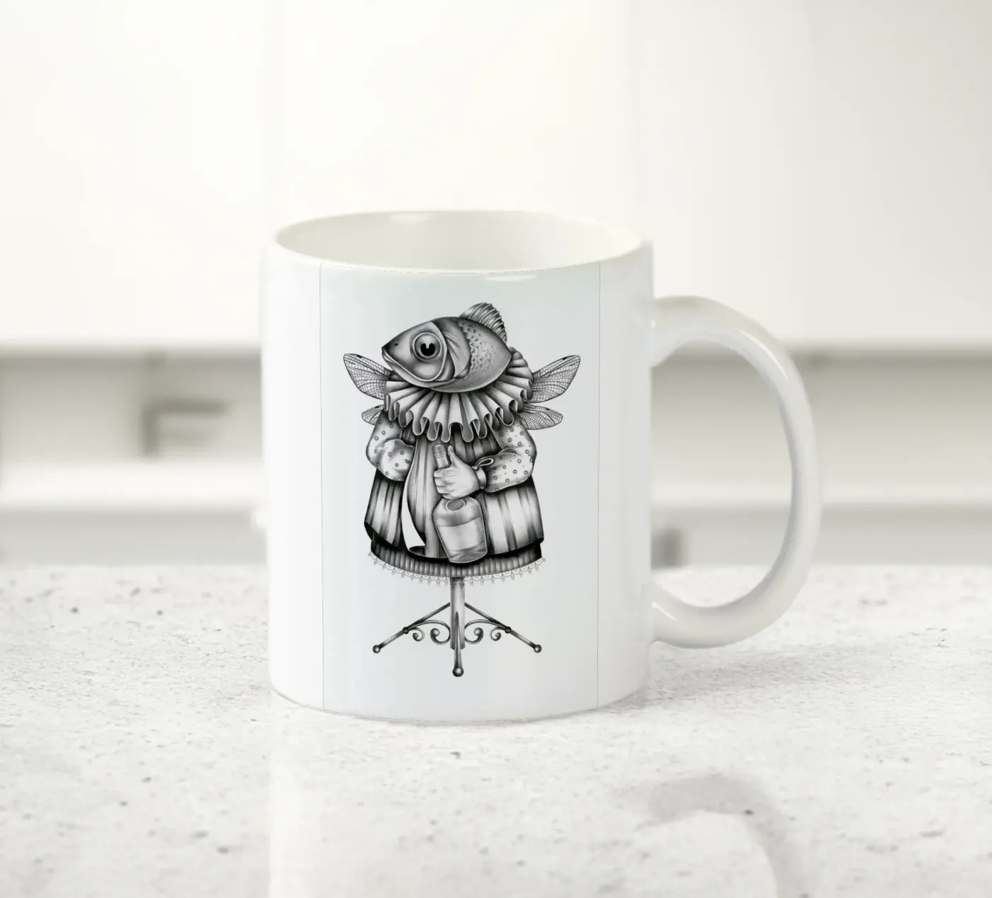 Fish ceramic mug by Maria Vdovichenko