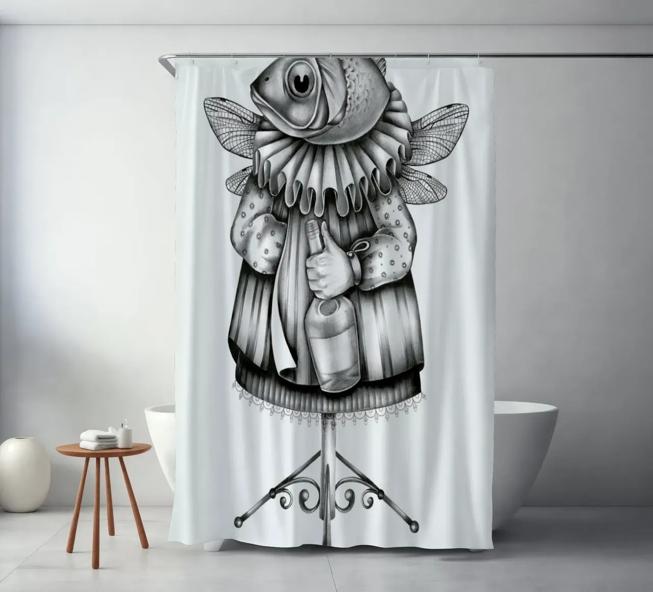 Fish shower curtain by Maria Vdovichenko