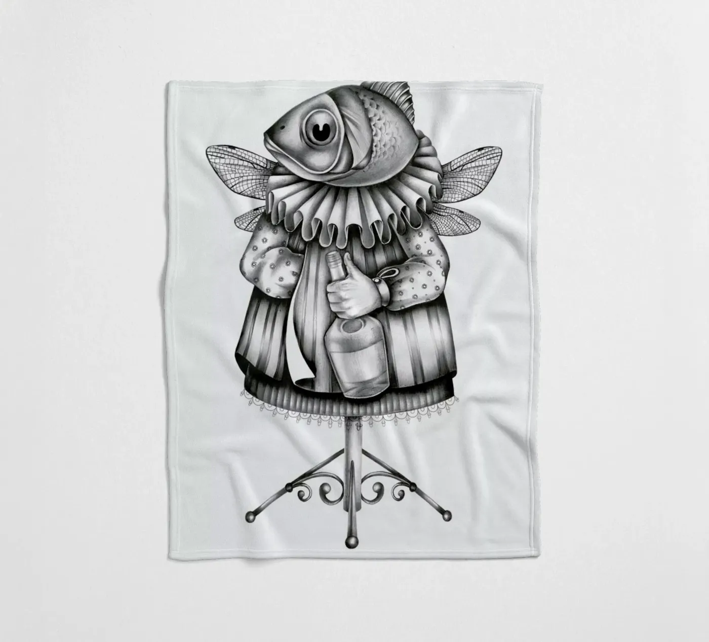 Fish fleece blanket by Maria Vdovichenko