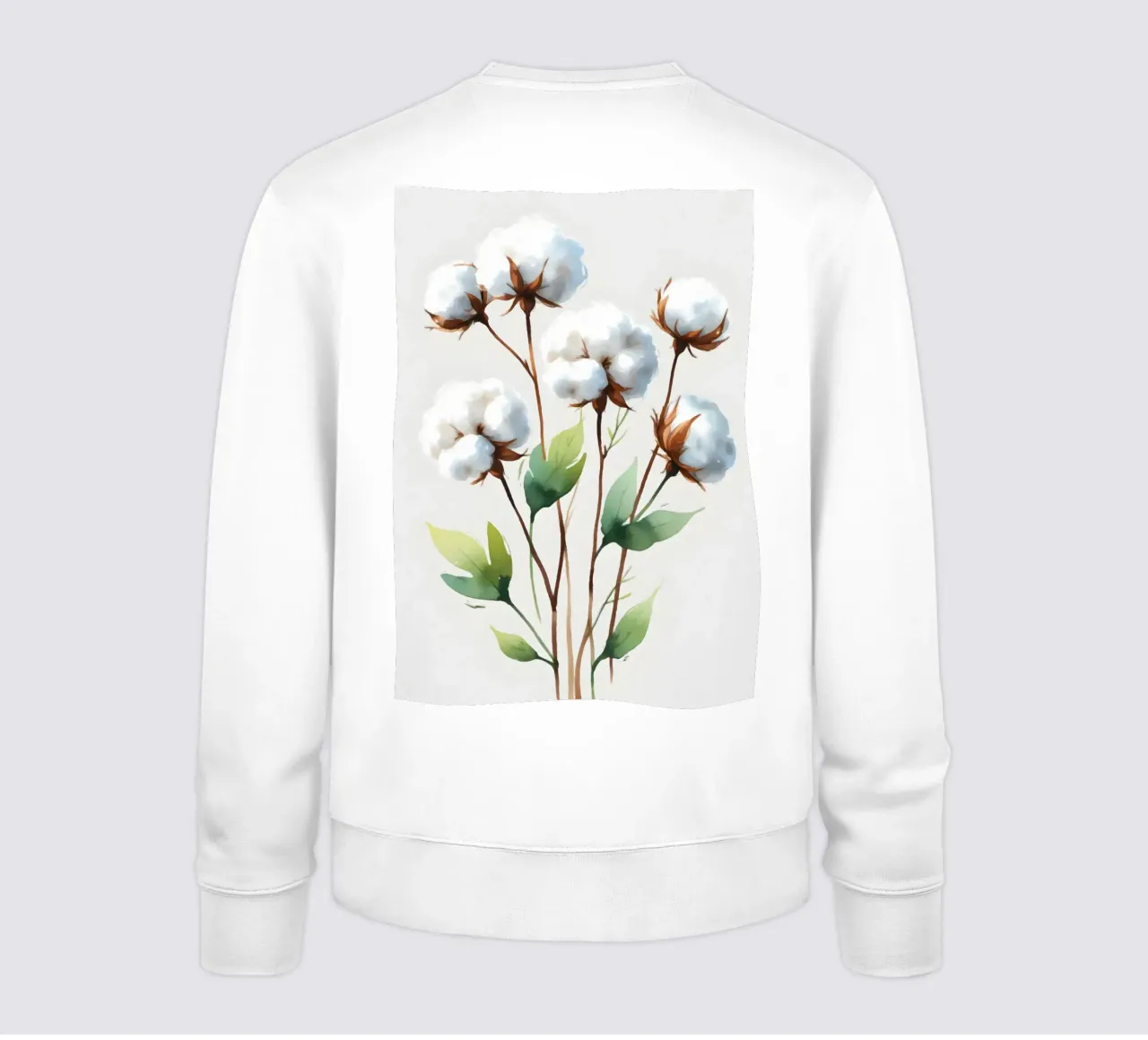 Illustrazione acquerello minimalista di fiori di cotone felpa da Bloom And Brush