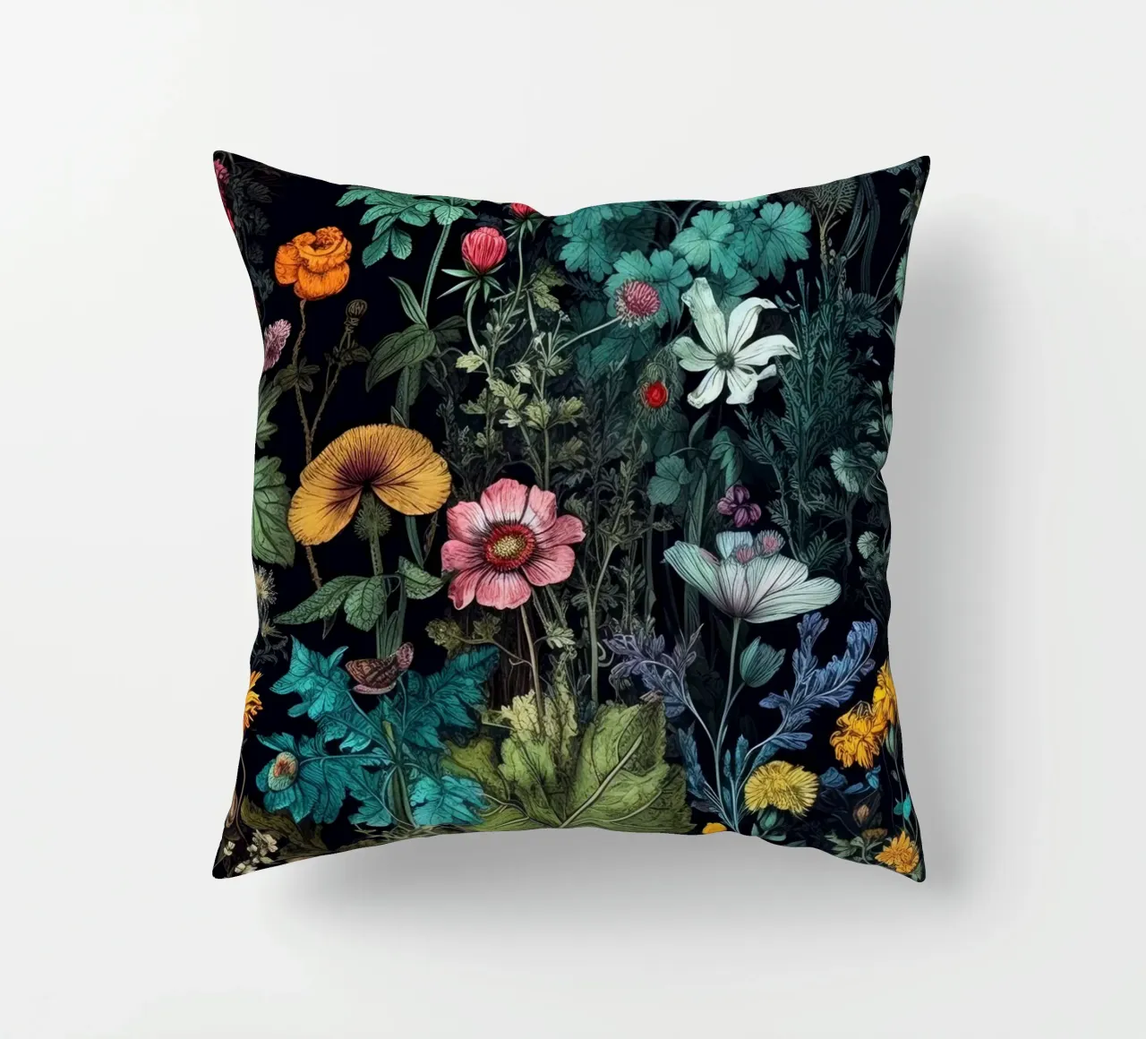 Flowers meadow nature art A decorative cushion by Justyna Jaszke JBJart