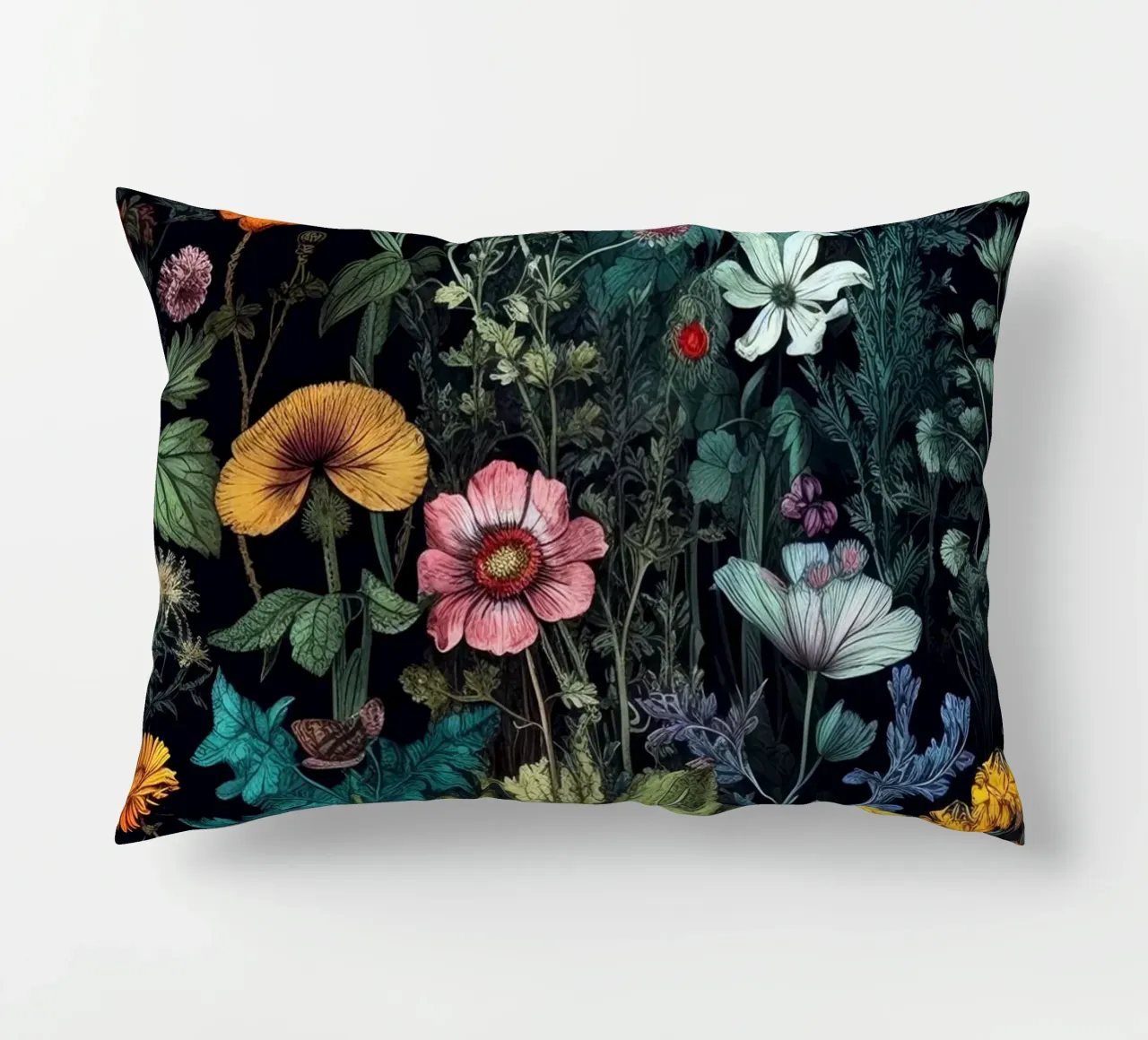 Flowers meadow nature art A decorative cushion by Justyna Jaszke JBJart