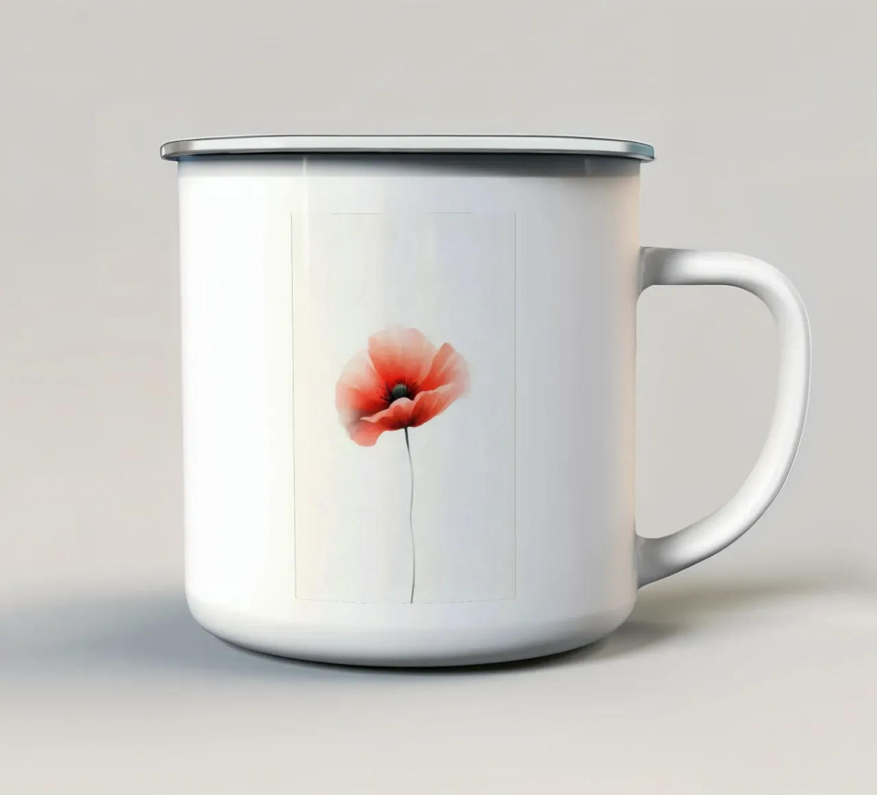 Illustrazione minimalista ad acquerello di un fiore di papavero. tazza in smalto da Bloom And Brush