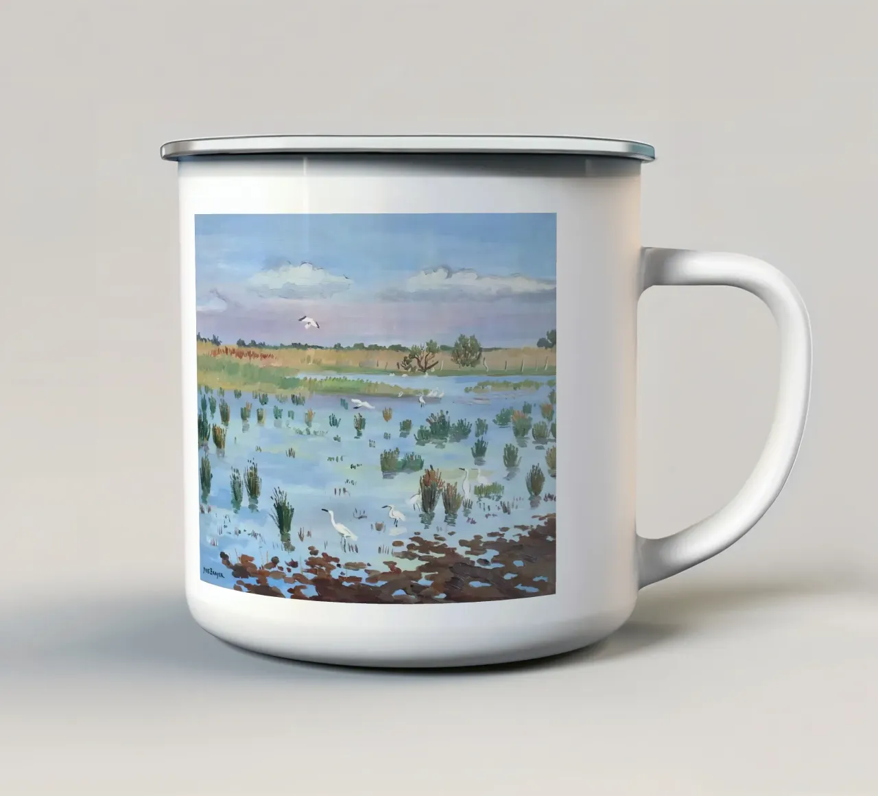 Primavera in Camargue tazza in smalto da Peteriespinoza Studio