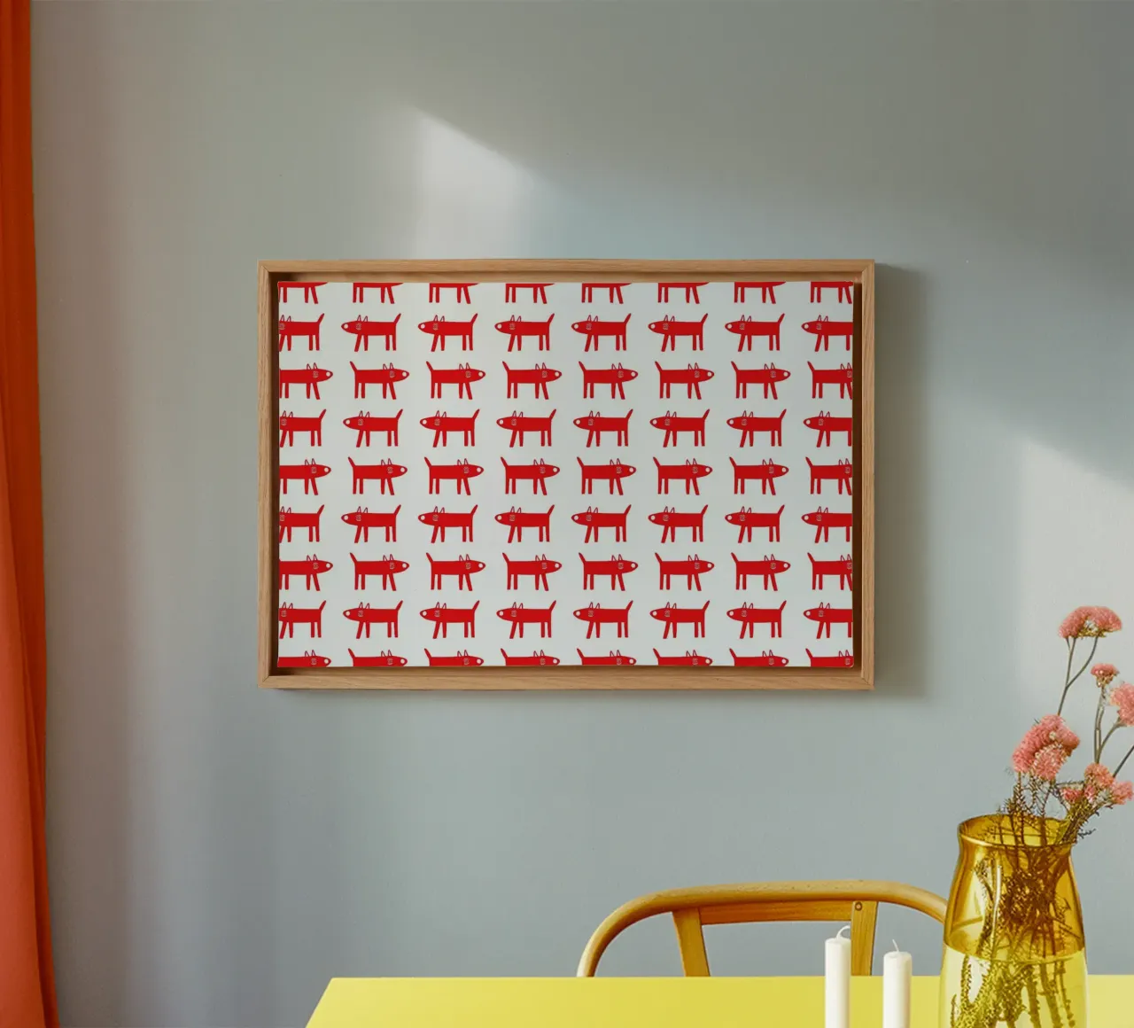 dog pattern 2 tela con Cornice a cassetta da Studio Teer