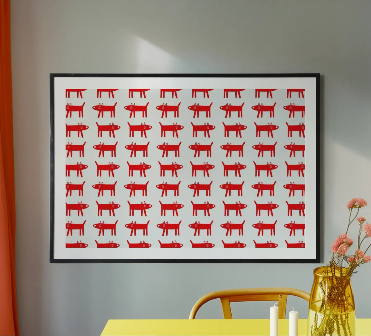 dog pattern 2 poster van Studio Teer