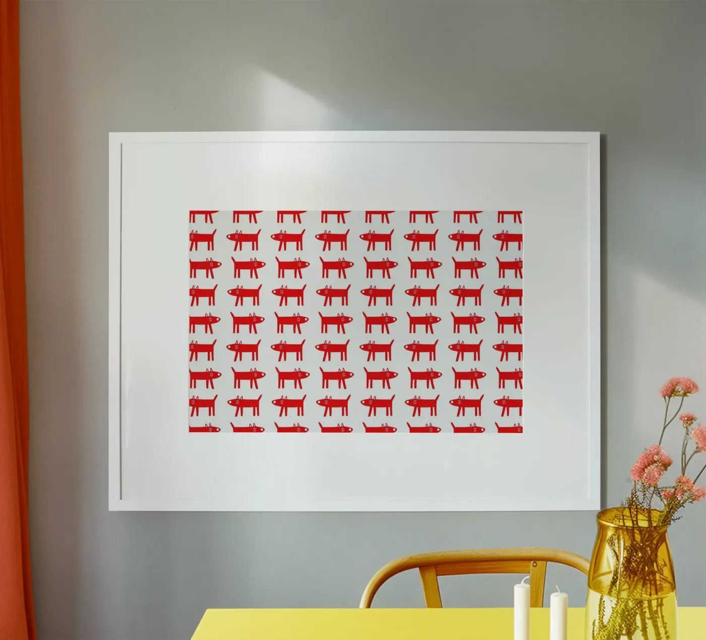 dog pattern 2 poster van Studio Teer