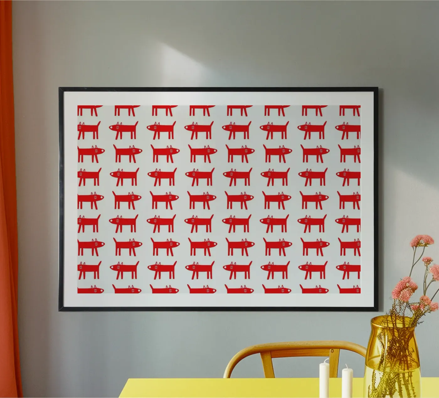 dog pattern 2 poster van Studio Teer