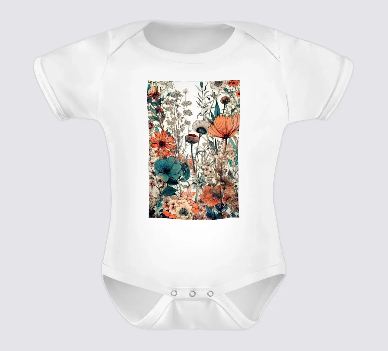 Fiori prato natura arte C body neonato maniche corte da Justyna Jaszke JBJart