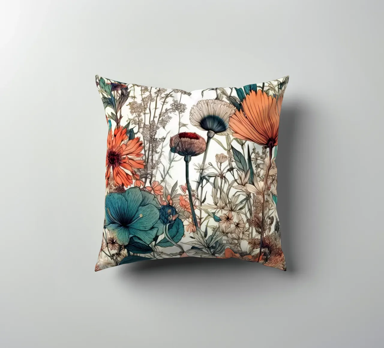 Blumen Wiese Natur Kunst C Kissen von Justyna Jaszke JBJart