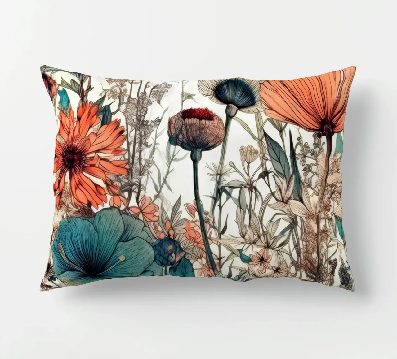 Blumen Wiese Natur Kunst C Kissen von Justyna Jaszke JBJart