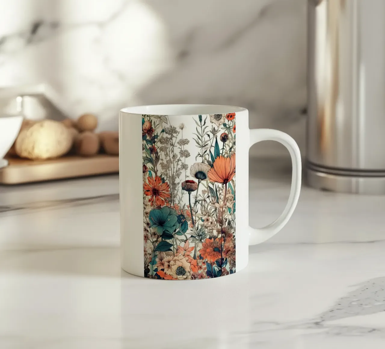 Bloemen weide natuur kunst C keramische mok van Justyna Jaszke JBJart