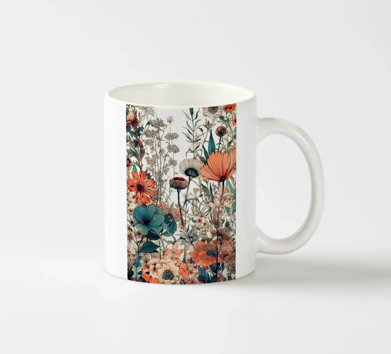 Bloemen weide natuur kunst C keramische mok van Justyna Jaszke JBJart