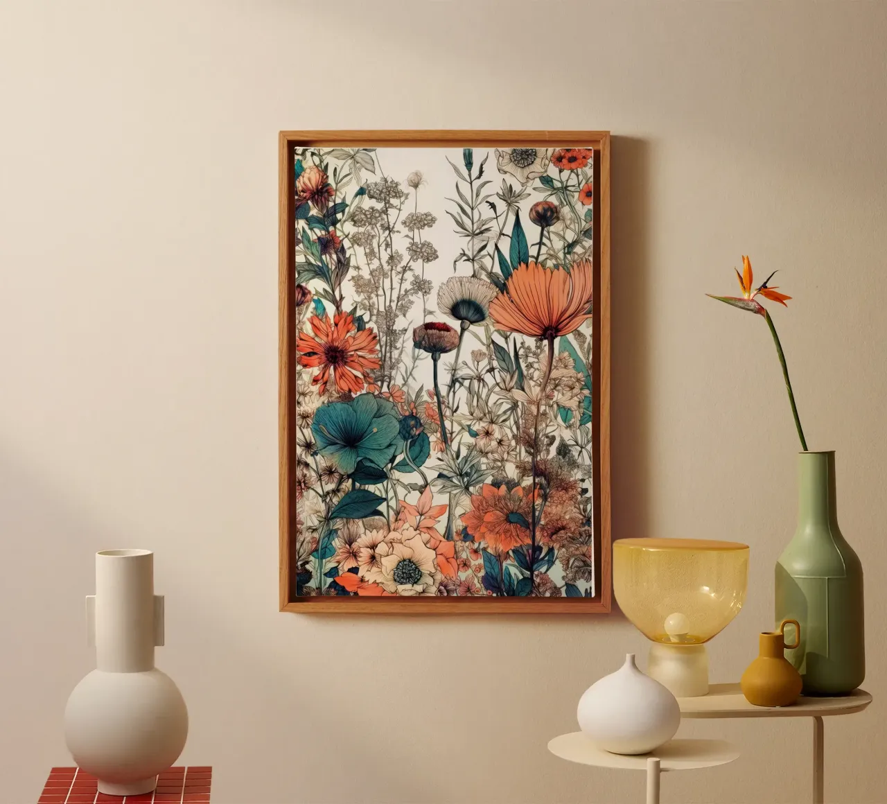 Bloemen weide natuur kunst C canvas met Baklijst van Justyna Jaszke JBJart