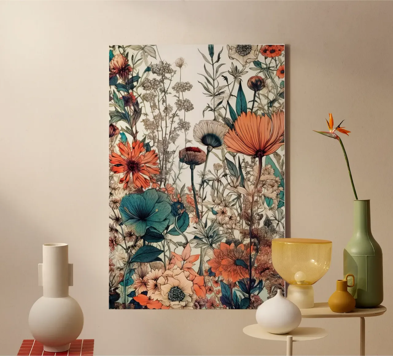 Bloemen weide natuur kunst C canvas met Baklijst van Justyna Jaszke JBJart