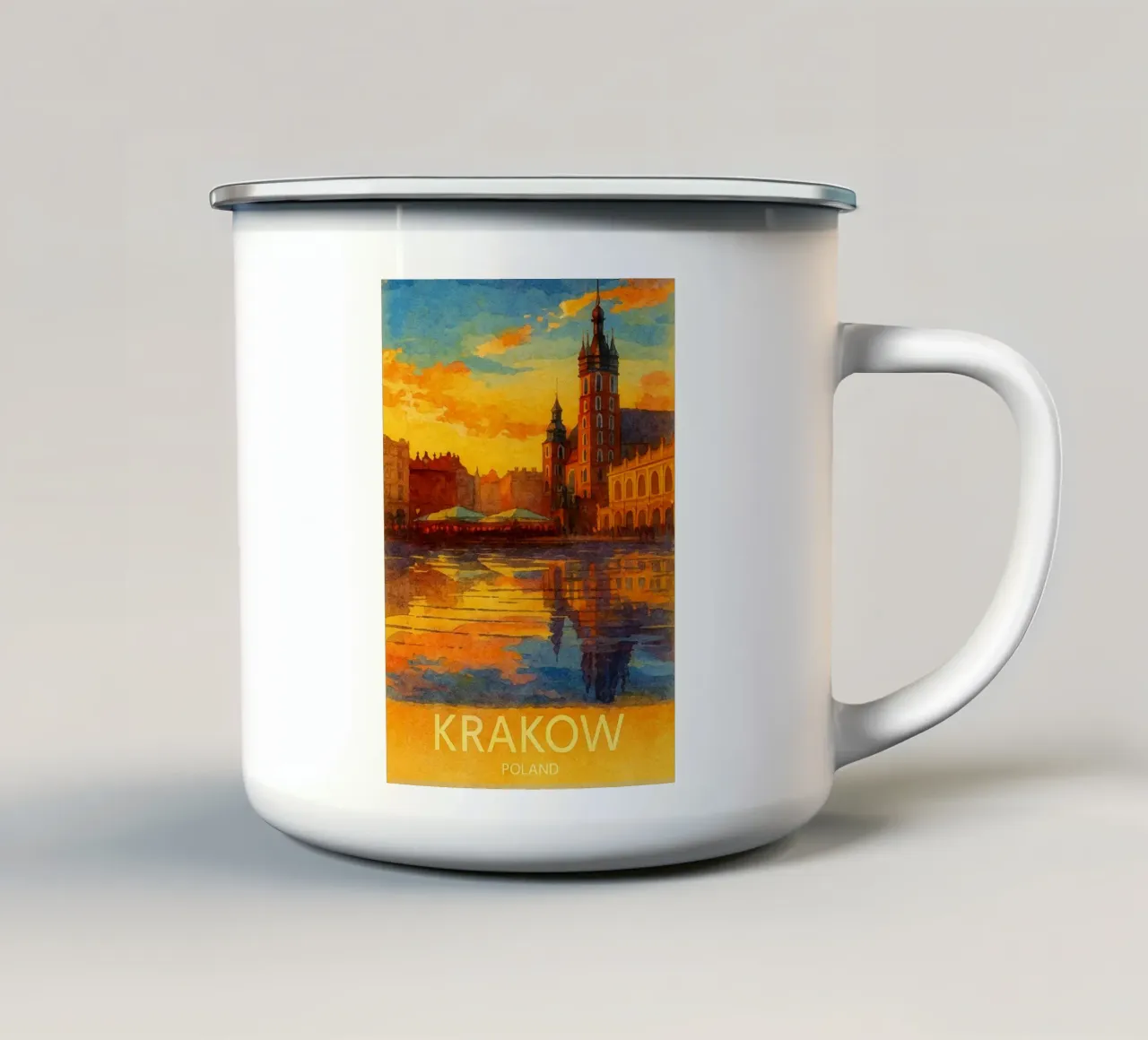 cracovia polonia pittura acquerello tazza in smalto da lilly